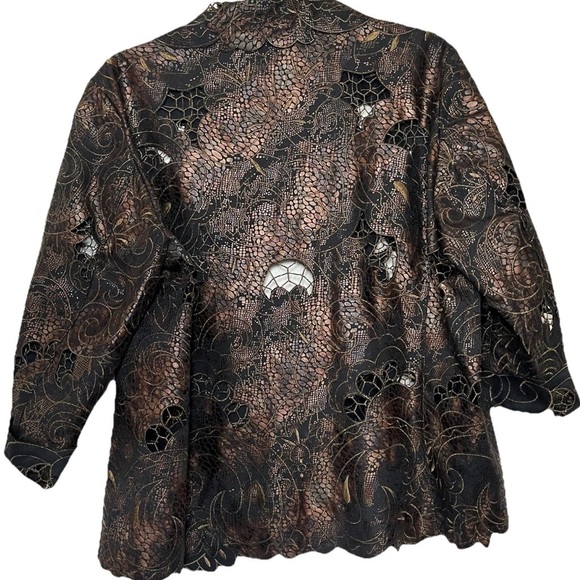 Chico's Paisley Women Size 2 Embroidered Cutout Metallic Tapestry Blazer - Picture 2 of 3